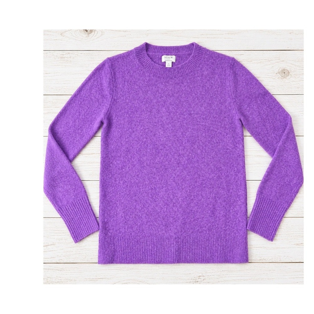 J.Crew Extra Soft Crewneck Sweater Purple Wool Blend Knit Preppy Layer Size XXS